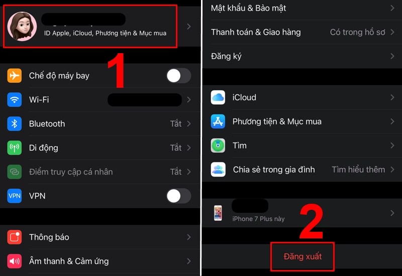 Đăng xuất iCloud